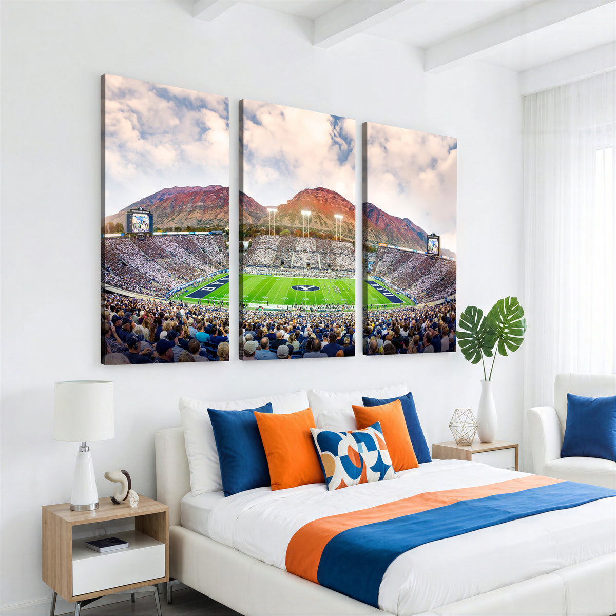 85734-MGV-CV-36X24 - Brigham Young University Cougars Football Team Print - Provo LaVell Edwards Stadium Wall Art Canvas