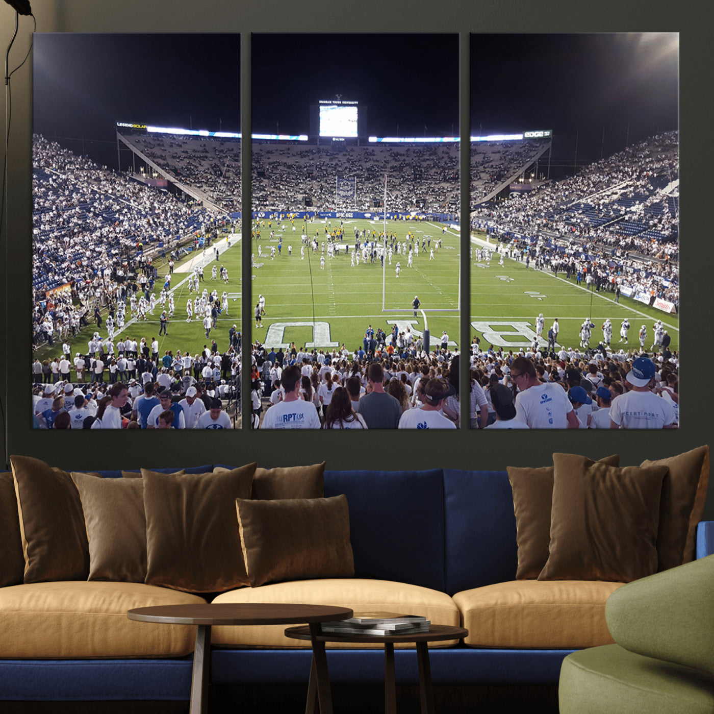 MGV-CV-48X32-3P - Brigham Young University Cougars Football Print Canvas - Provo LaVell Edwards Stadium Wall Art