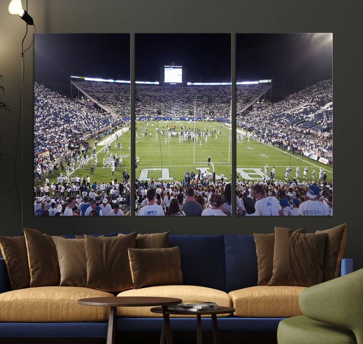 Brigham Young University Cougars Football Team Print - Provo LaVell Edwards Stadium Wall Art Canvas Print.