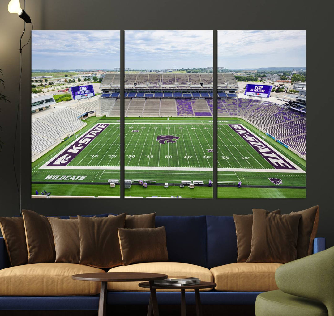 KState Wildcats Football Team Print - Manhattan Bill Snyder Family Football Stadium Wall Art Canvas Print