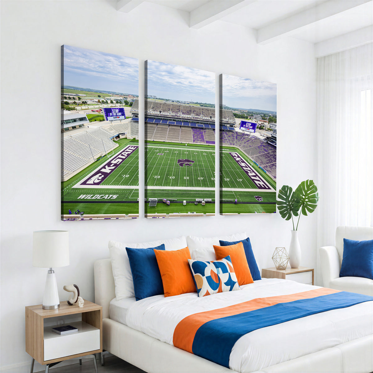 29452-MGV-CV-36X24 - KState Wildcats Football Team Print - Manhattan Bill Snyder Family Football Stadium Wall Art Canvas