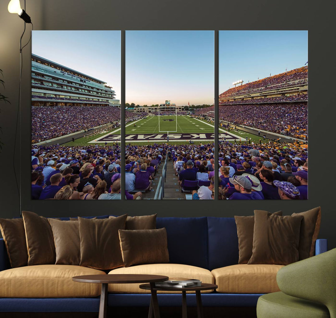 Kansas State University Wildcats Football Team Print - Manhattan Bill Snyder Family Football Stadium Wall Art Canvas Print