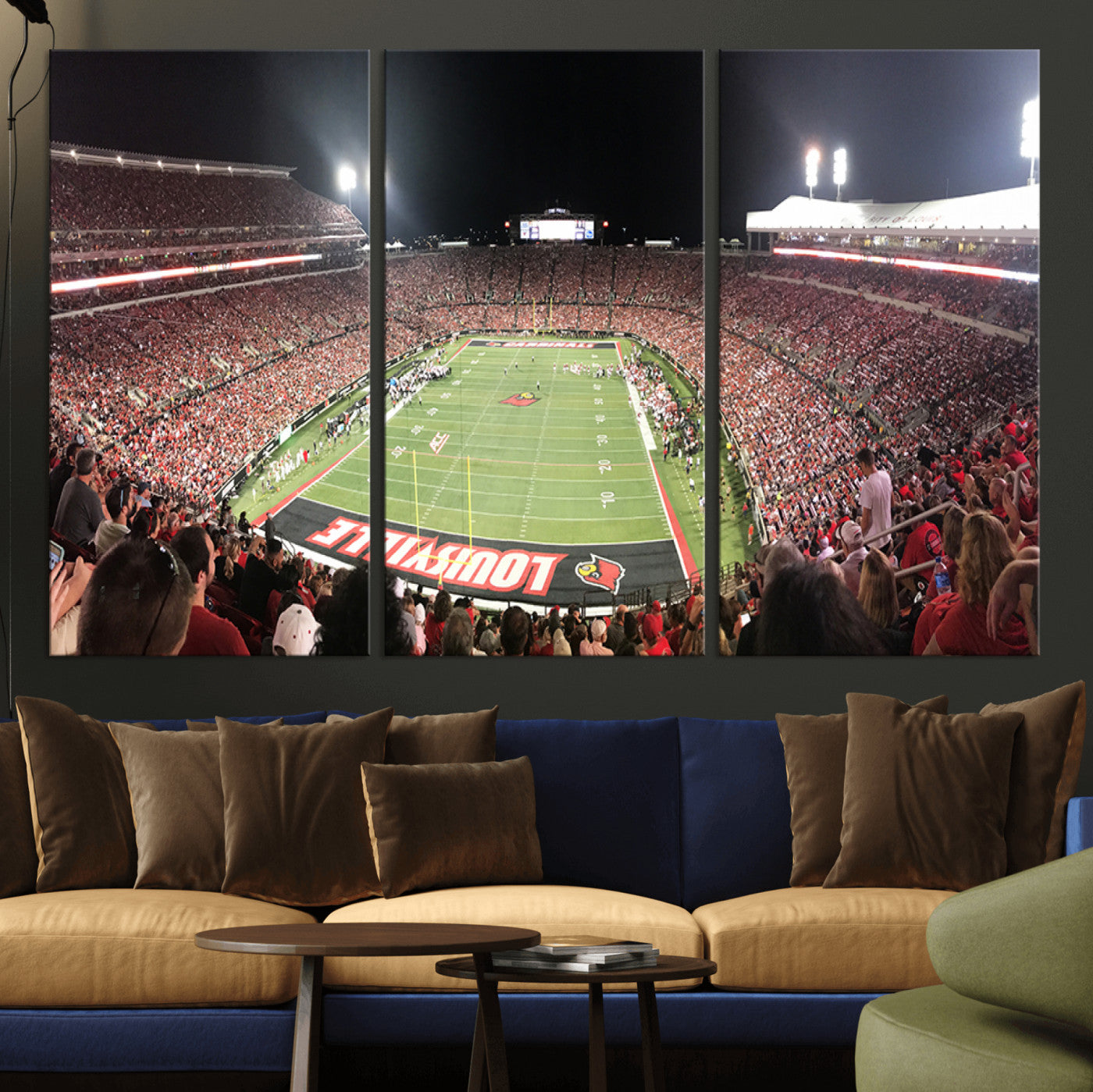 MGV-CV-48X32-3P - University of Louisville Cardinals Football Team Print - Louisville Cardinal Stadium Wall Art Canvas