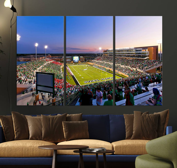 University of North Texas Mean Green Football Team Print - Denton DATCU Stadium Wall Art Canvas Print