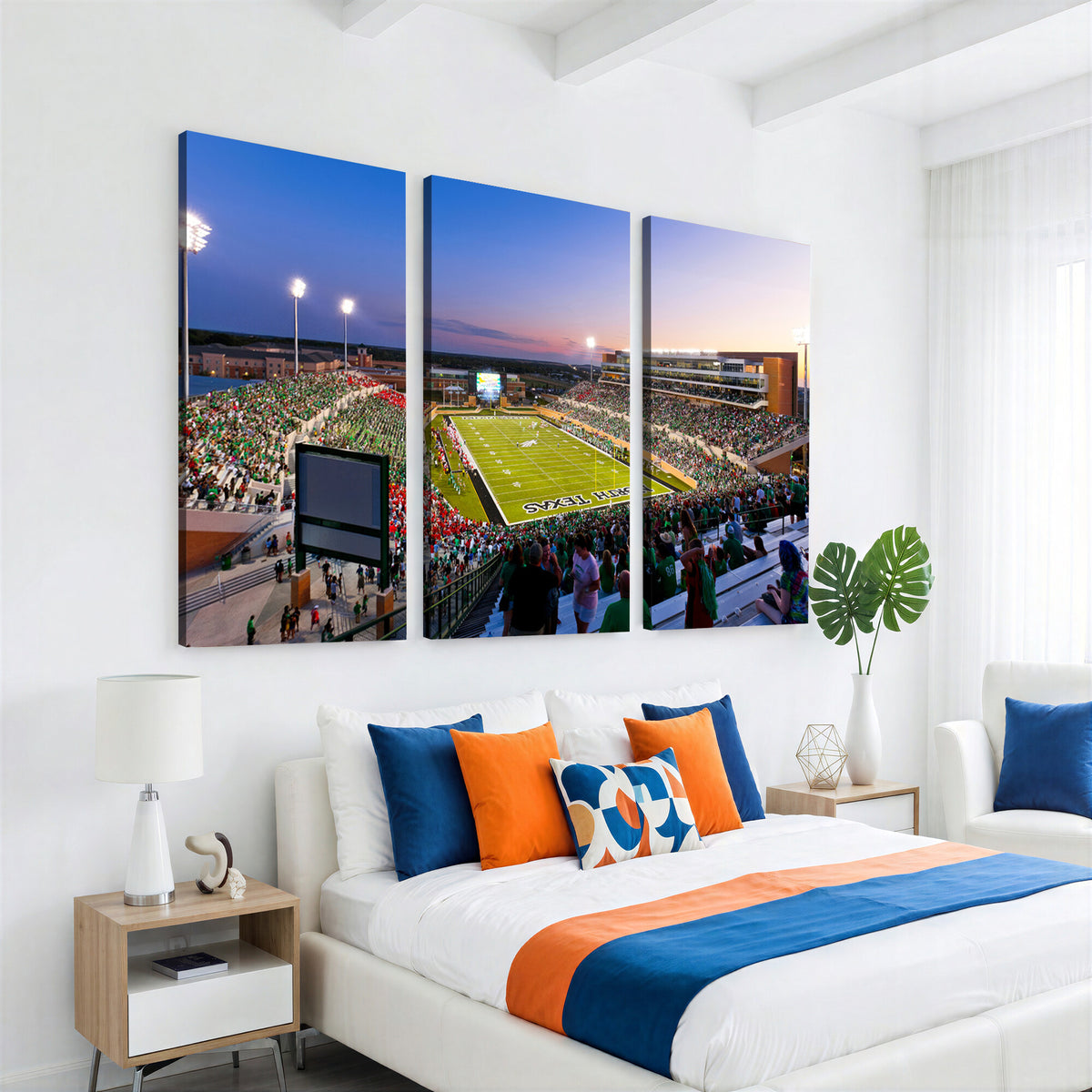 81582-MGV-CV-36X24 - University of North Texas Mean Green Football Team Print - Denton DATCU Stadium Wall Art Canvas