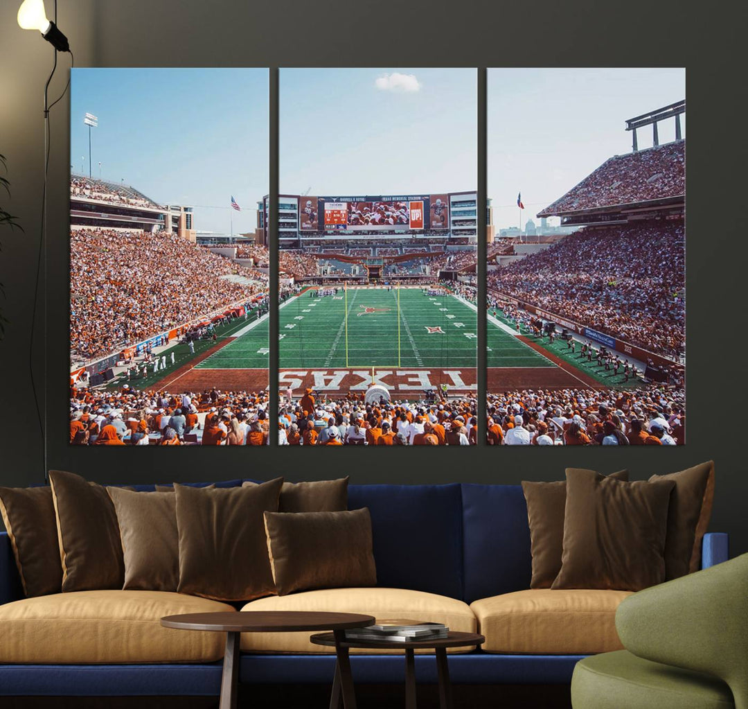 University of Texas Longhorns Football Team Print - Austin Darrell K Royal-Texas Memorial Stadium at Campbell-Williams Field Wall Art Canvas Print