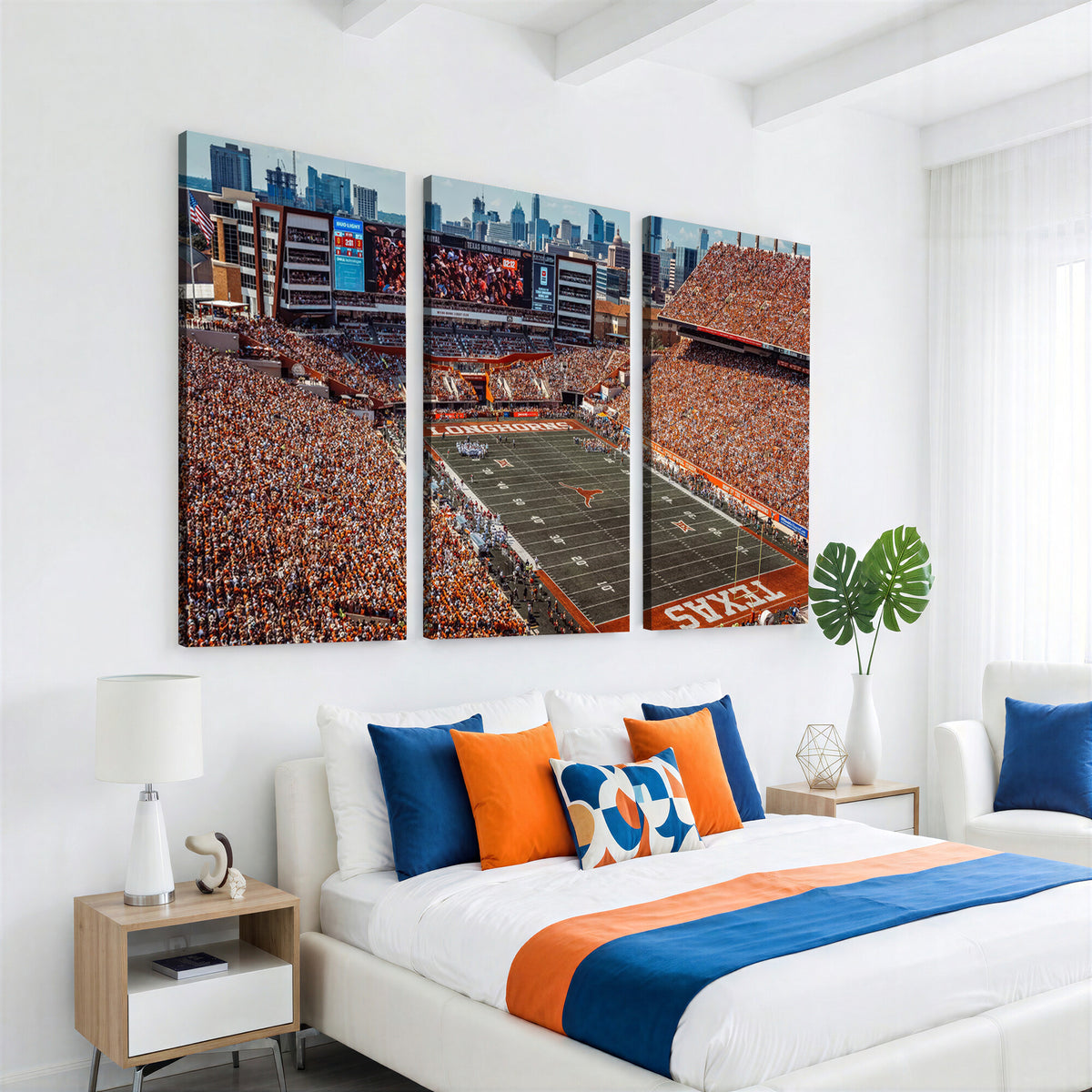 92103-MGV-CV-36X24 - University of Texas Longhorns Football Team Print - Austin Darrell K Royal-Texas Memorial Stadium