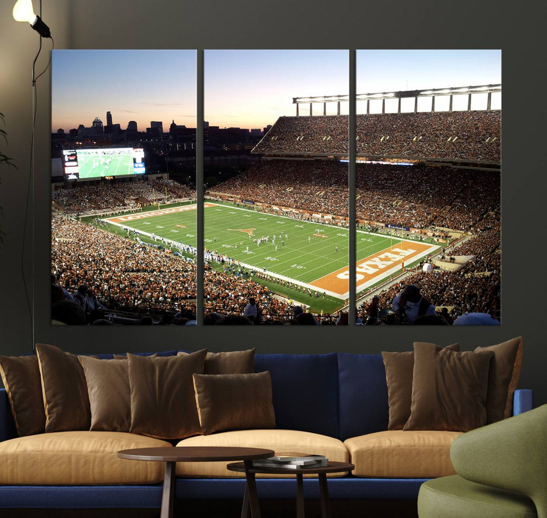 Darrell K Royal-Texas Memorial Stadium Canvas Wall Art - Texas Longhorns Football Match