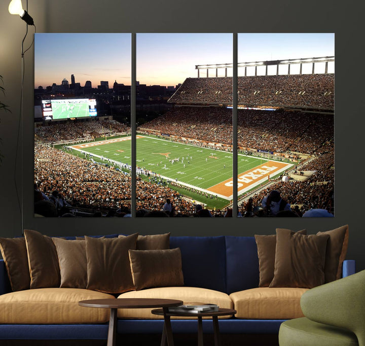 Darrell K Royal-Texas Memorial Stadium Canvas Wall Art - Texas Longhorns Football Match
