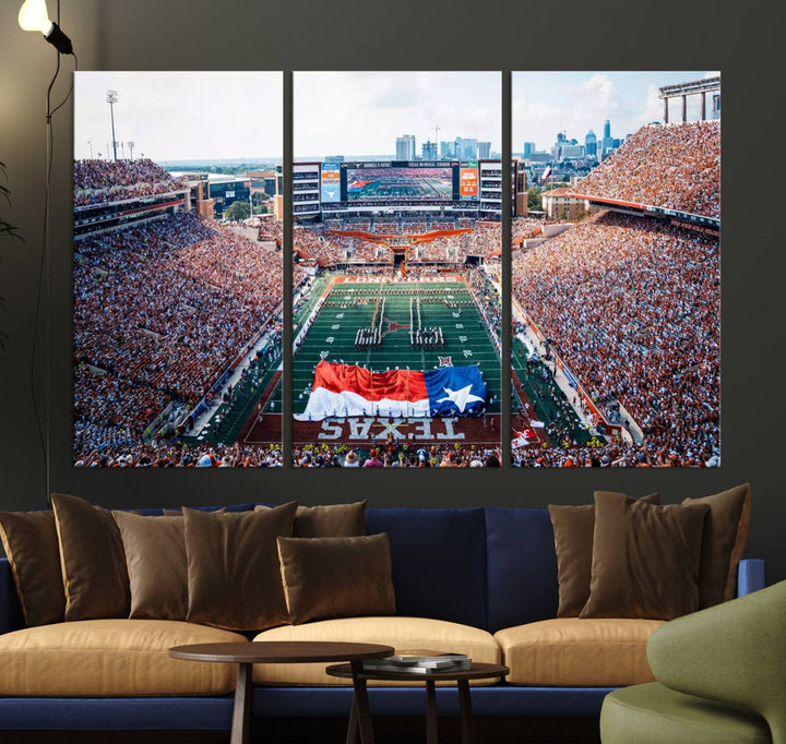 University of Texas Longhorns Football Team Canvas Print - Austin Darrell K Royal-Texas Memorial Stadium Wall Art Canvas Print