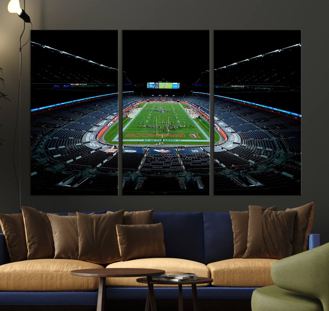 Denver Broncos Football Team Print - Denver Empower Field at Mile High Stadium Wall Art Canvas Print