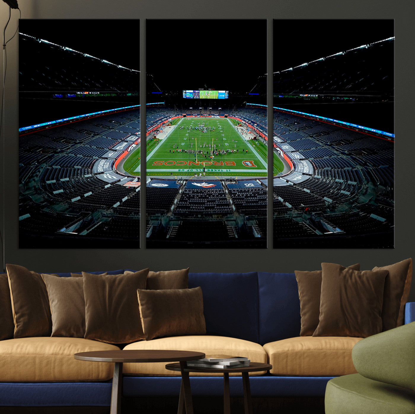 MGV-CV-48X32-3P - Denver Broncos Football Team Print Canvas- Denver Empower Field at Mile High Stadium Wall Art Canvas