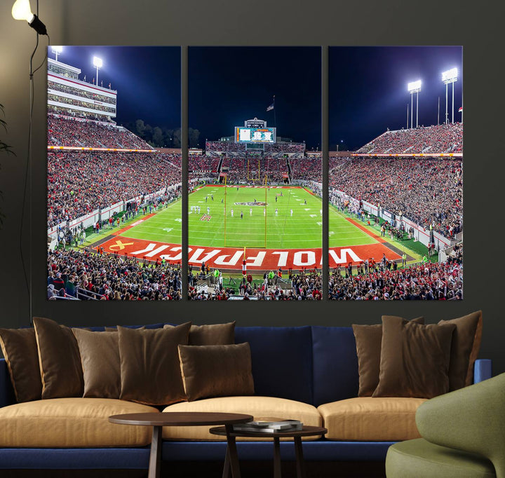 Wolfpack Football Team Print - Raleigh Carter-Finley Stadium Wall Art Canvas Print