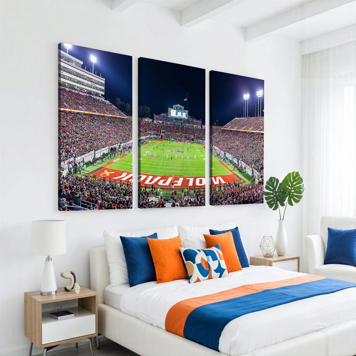 80943-MGV-CV-36X24 - Wolfpack Football Team Print - Raleigh Carter-Finley Stadium Wall Art Canvas Print