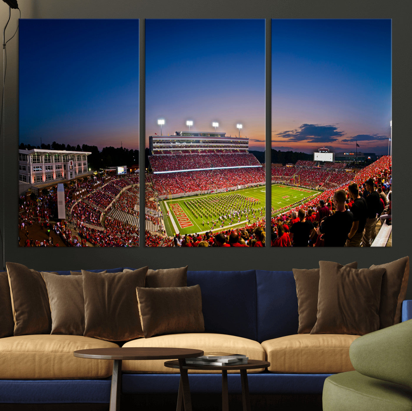 MGV-CV-48X32-3P - Wolfpack Football Team Wall Art Print - Raleigh Carter-Finley Stadium Wall Art Canvas Print