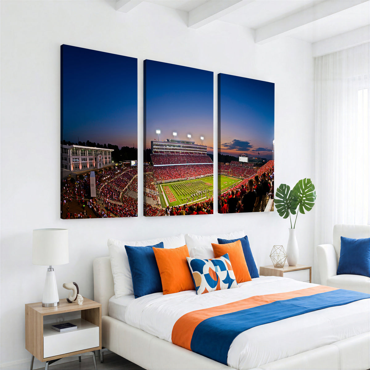 76202-MGV-CV-36X24 - Wolfpack Football Team Wall Art Print - Raleigh Carter-Finley Stadium Wall Art Canvas Print