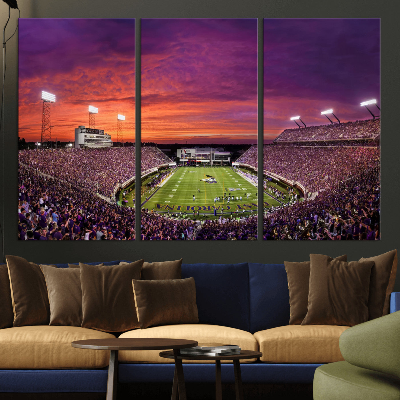 MGV-CV-48X32-3P - East Carolina University Pirates Football Print Canvas- Greenville Dowdy-Ficklen Stadium Wall Art