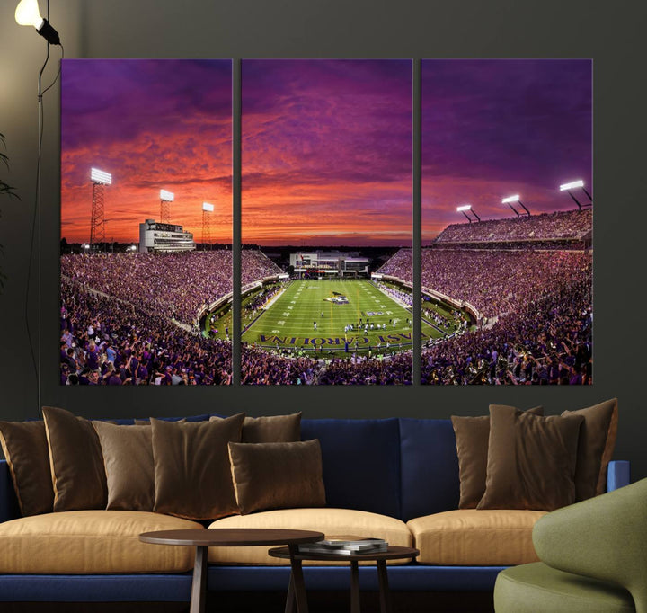 East Carolina University Pirates Football Team Print - Greenville Dowdy-Ficklen Stadium Wall Art Canvas Print