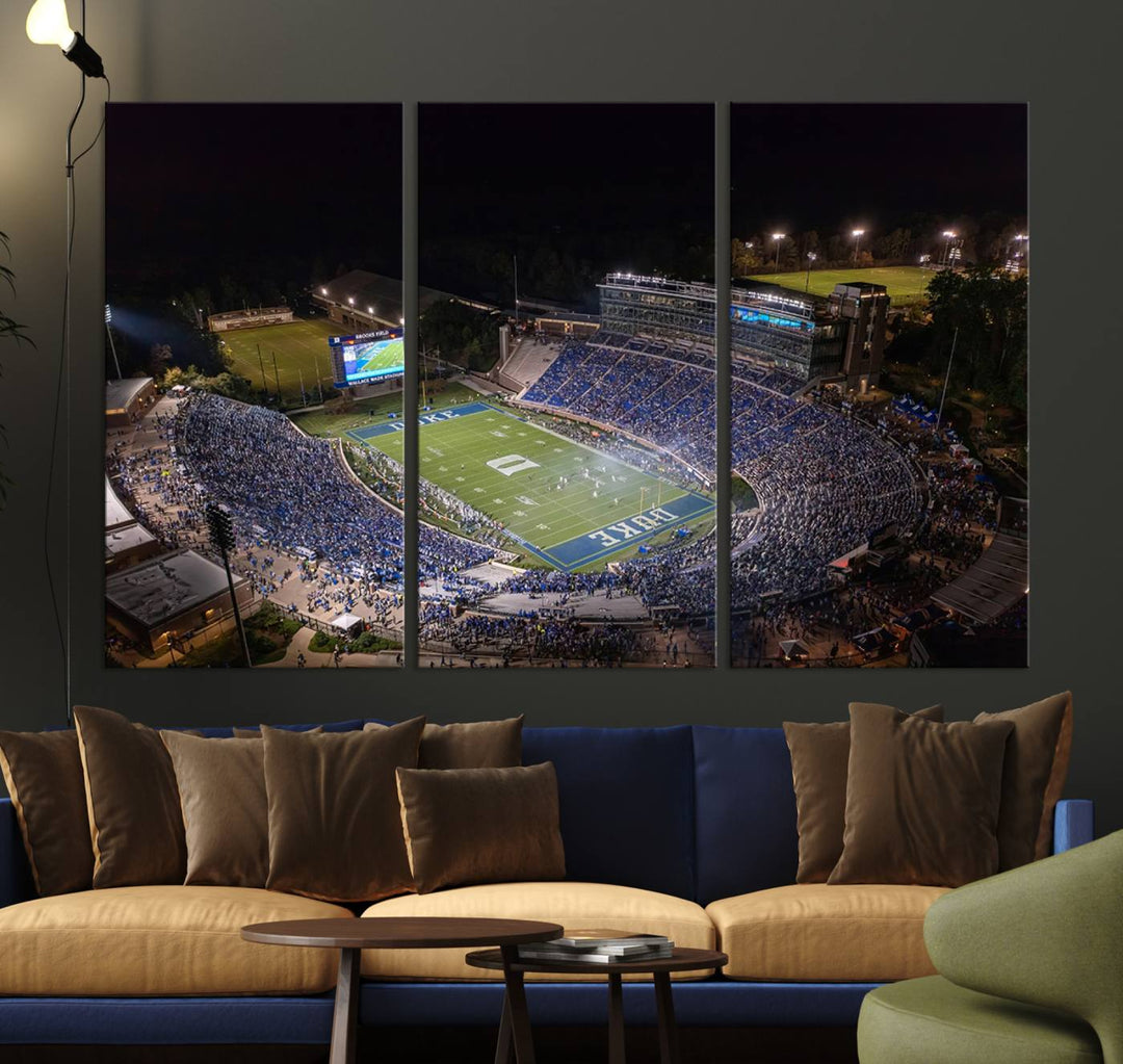 Duke University Blue Devils Football Team Print - Durham Wallace Wade Stadium Wall Art Canvas Print