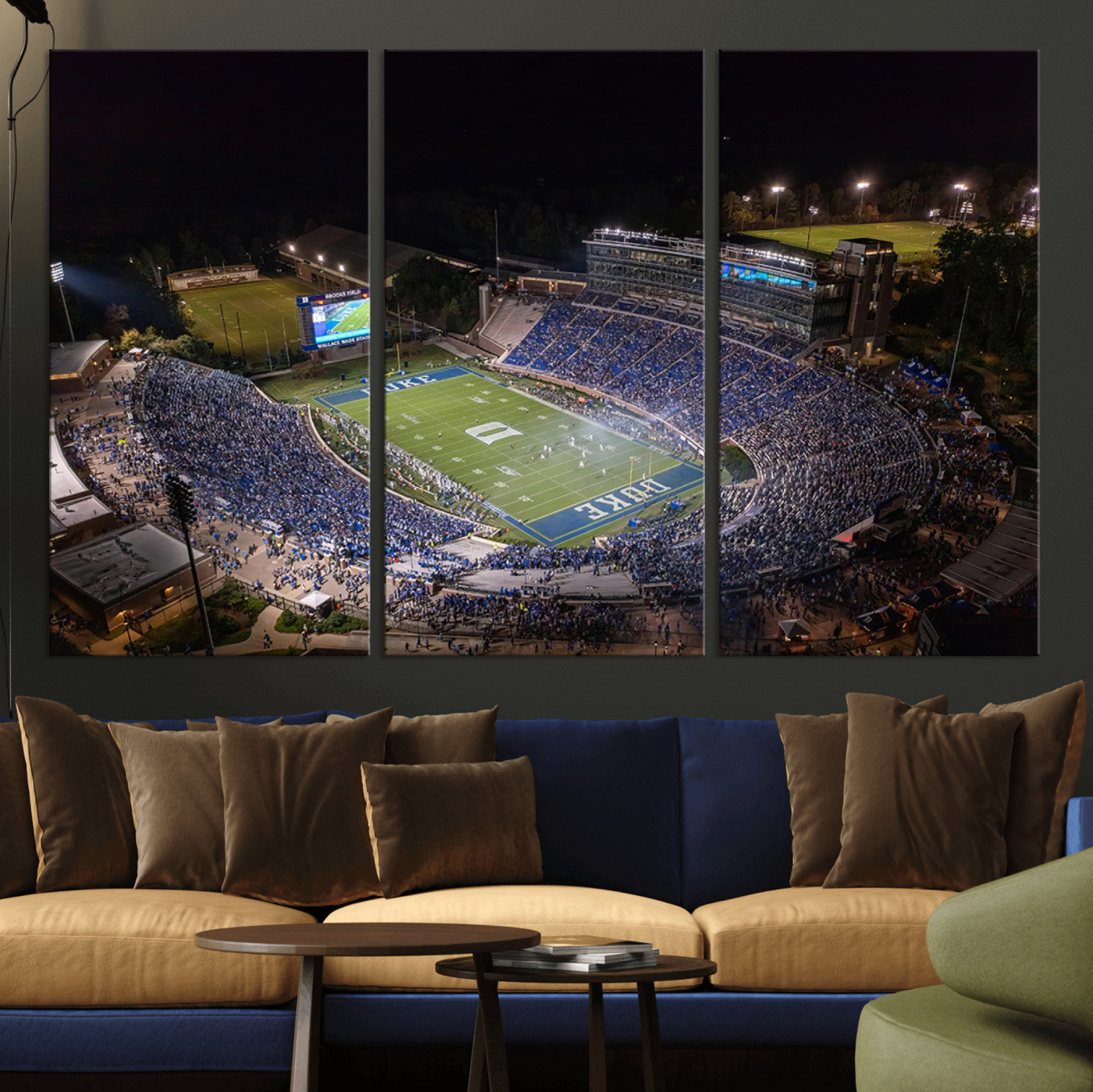 MGV-CV-48X32-3P - Duke University Blue Devils Football Print Canvas - Durham Wallace Wade Stadium Wall Art Canvas