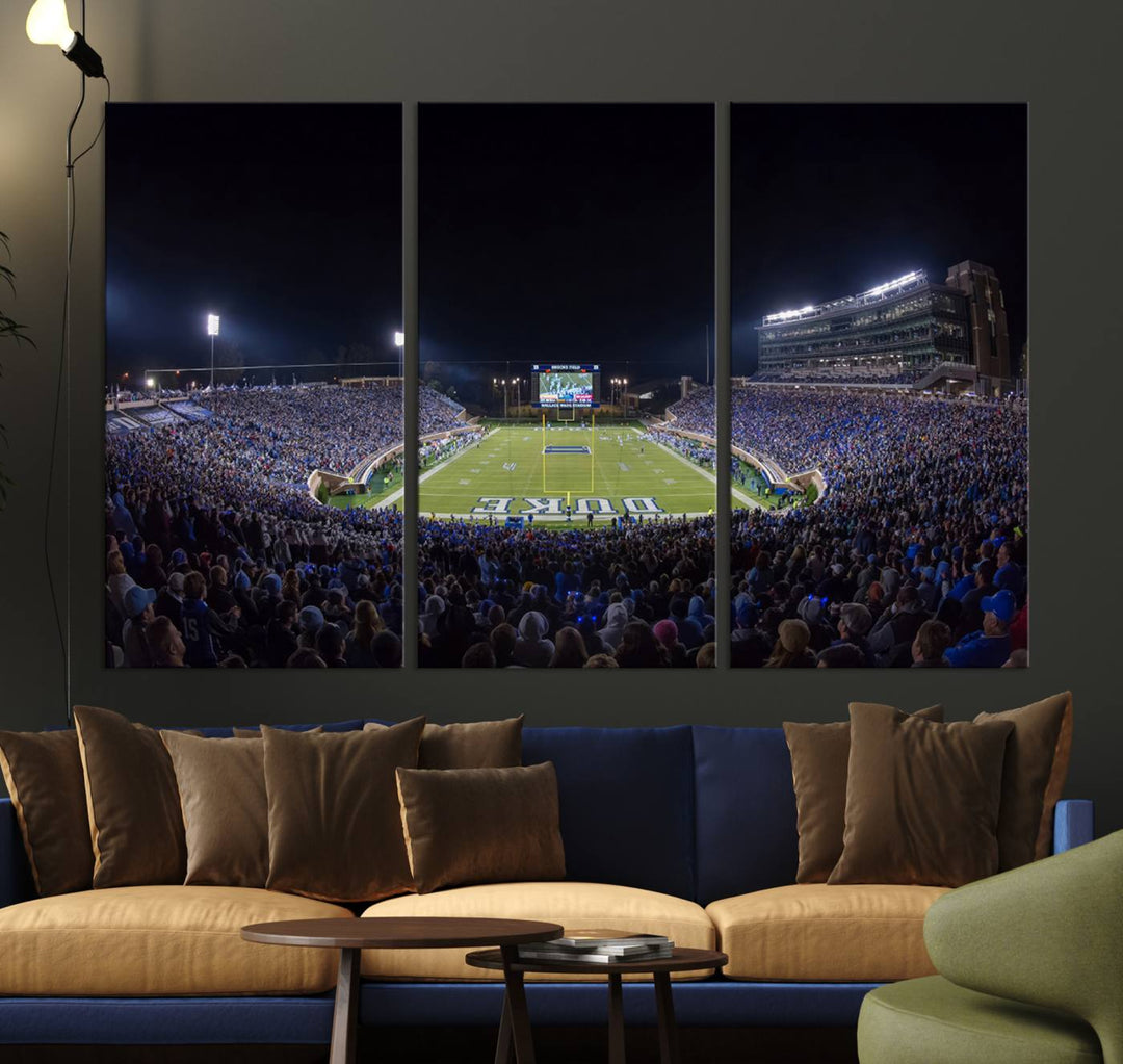 Duke University Blue Devils Football Team Print - Durham Wallace Wade Stadium Wall Art Canvas Print