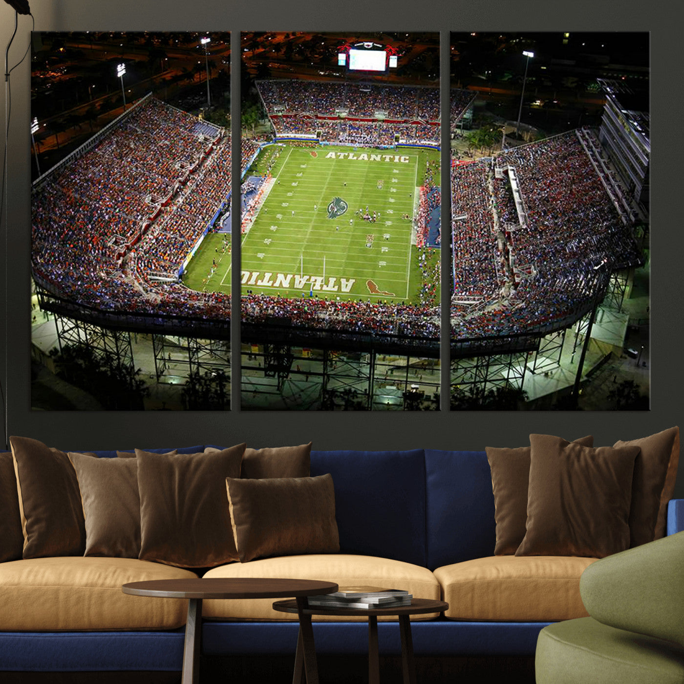 MGV-CV-48X32-3P - Florida Atlantic University Owls Football Team Print - Boca Raton FAU Stadium Wall Art Canvas Print