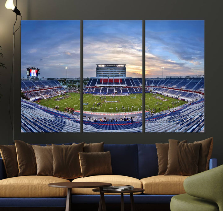 Florida Atlantic University Owls Football Team Print - Boca Raton FAU Stadium Wall Art Canvas Print