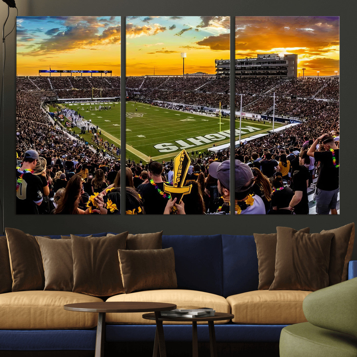 MGV-CV-48X32-3P - UCF Knights Football Team Print - Orlando FBC Mortgage Stadium, UCF Knights Wall Art Canvas Print