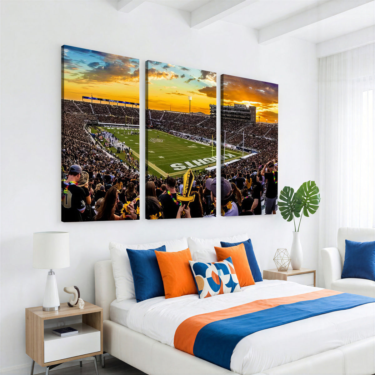 66803-MGV-CV-36X24 - UCF Knights Football Team Print - Orlando FBC Mortgage Stadium, UCF Knights Wall Art Canvas Print