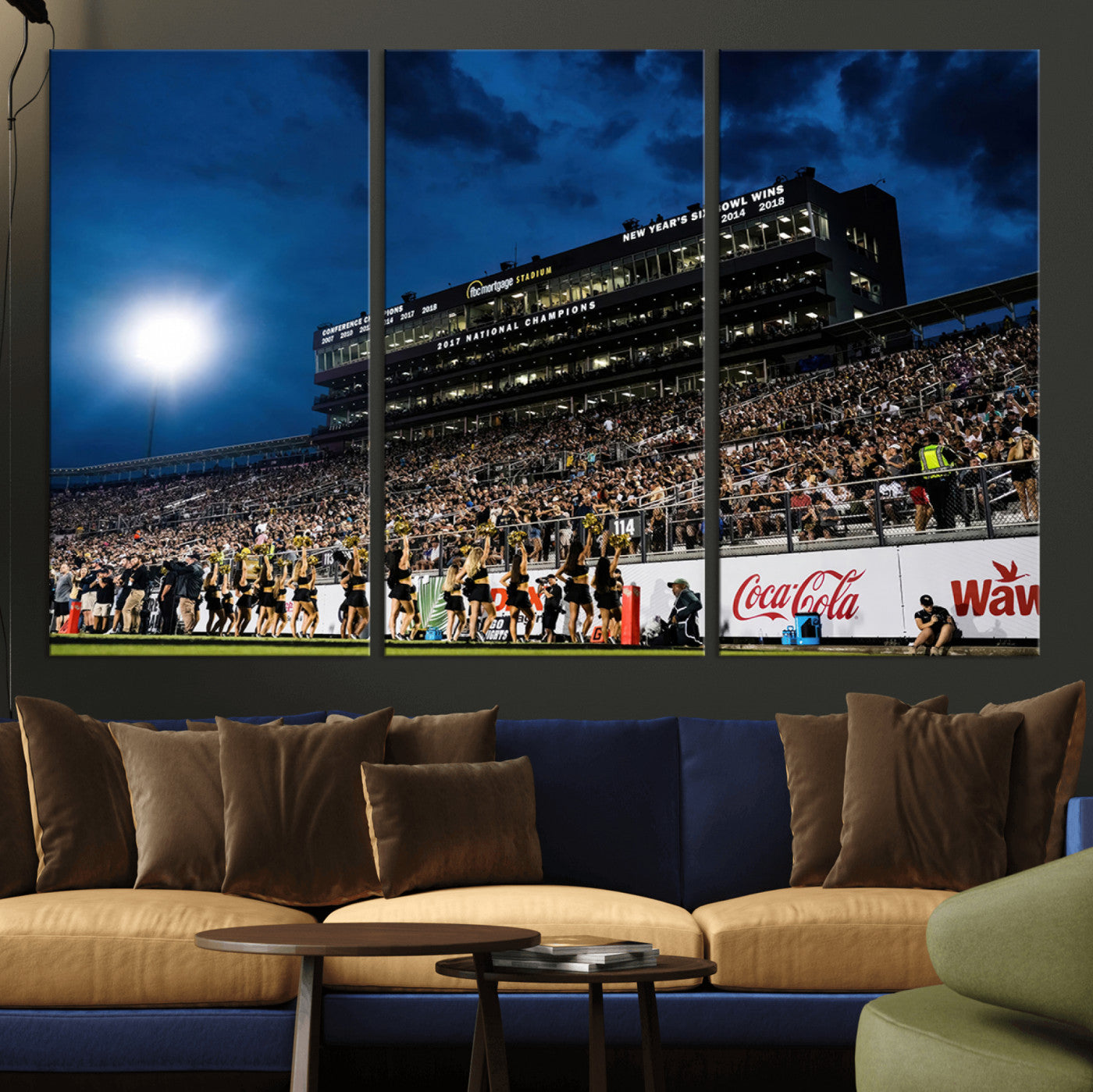 MGV-CV-48X32-3P - UCF Knights Football Team Print - Orlando FBC Mortgage Stadium Wall Art Canvas Print