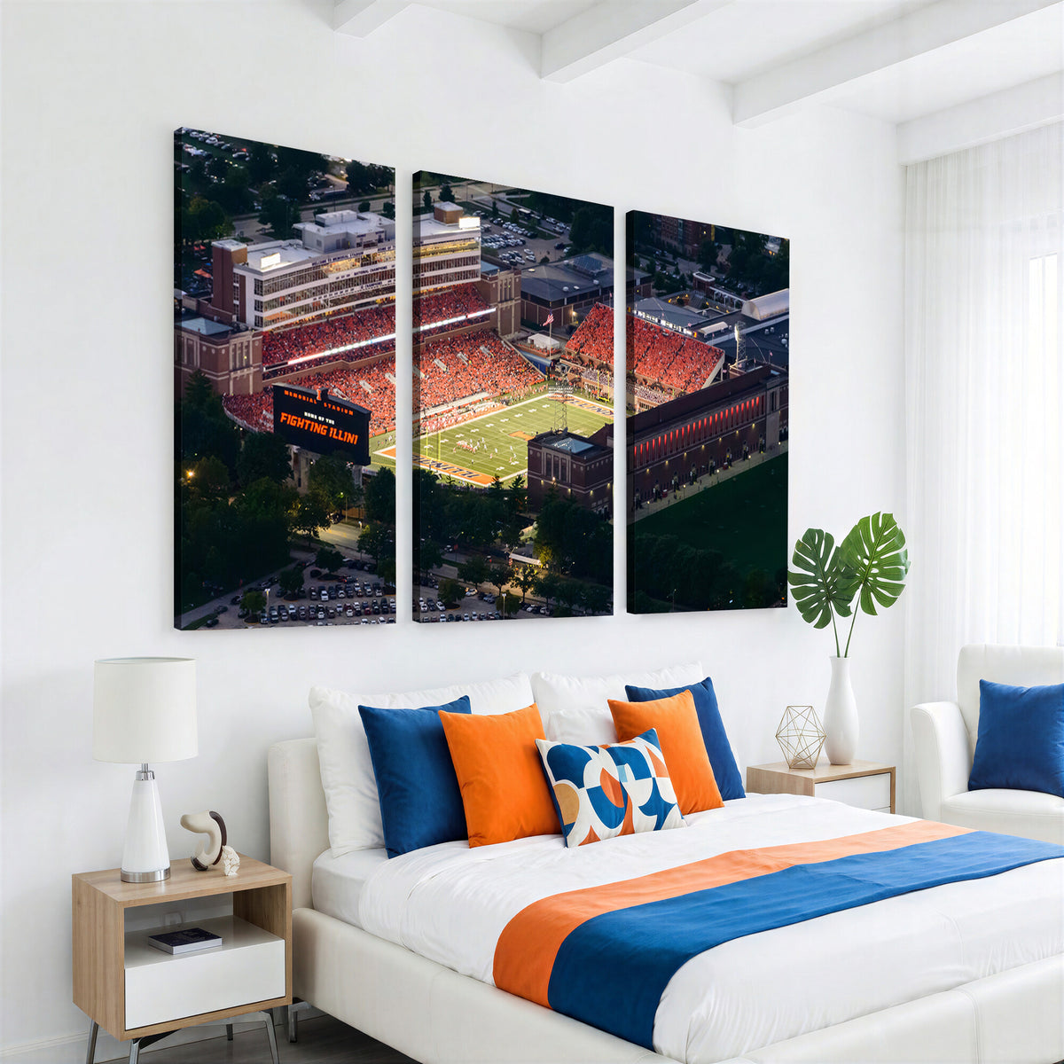 78052-MGV-CV-36X24 - University of Illinois Fighting Illini Football Team Print - Champaign Illinois Memorial Stadium