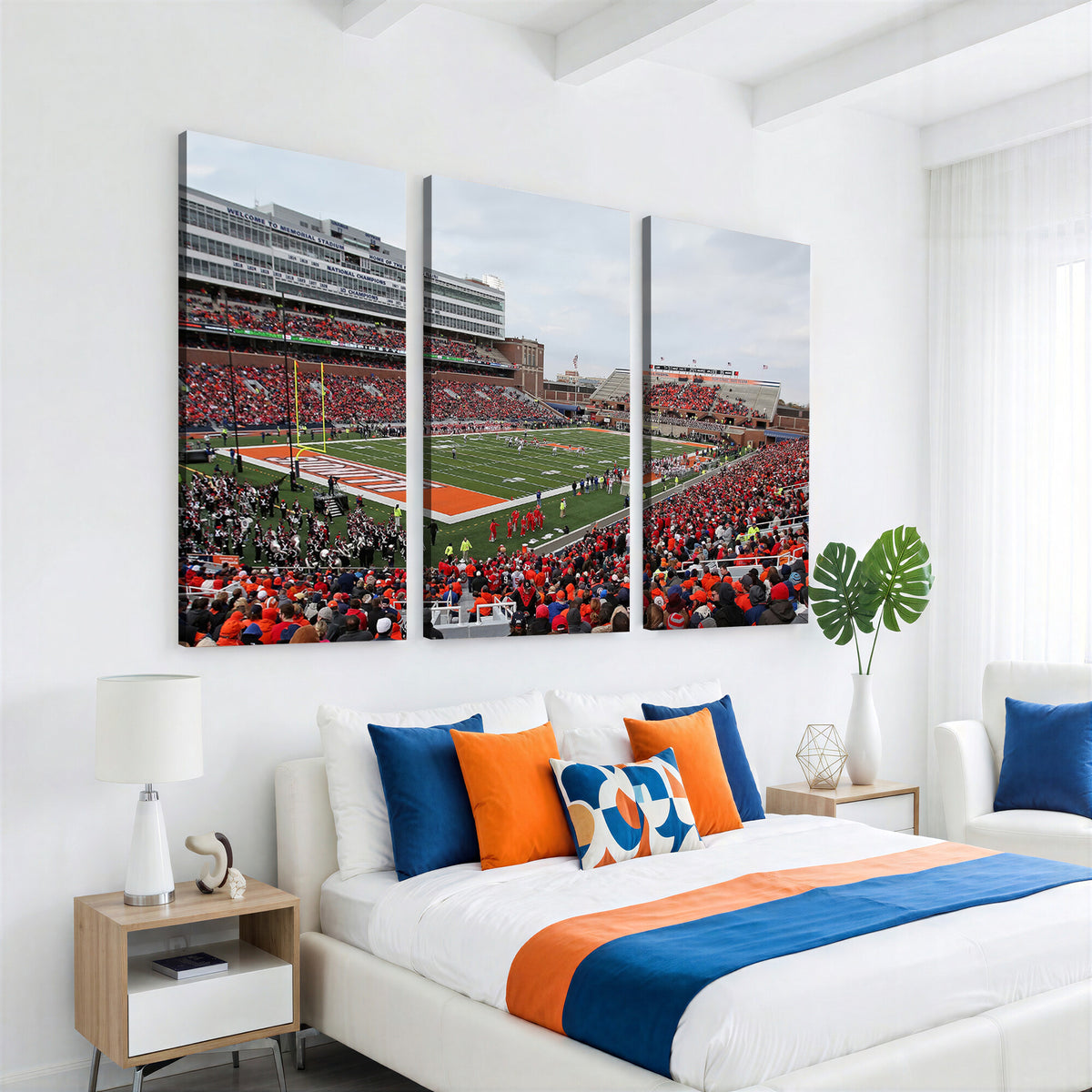 86851-MGV-CV-36X24 - University of Illinois Fighting Illini Football Team Print - Champaign Illinois Memorial Stadium
