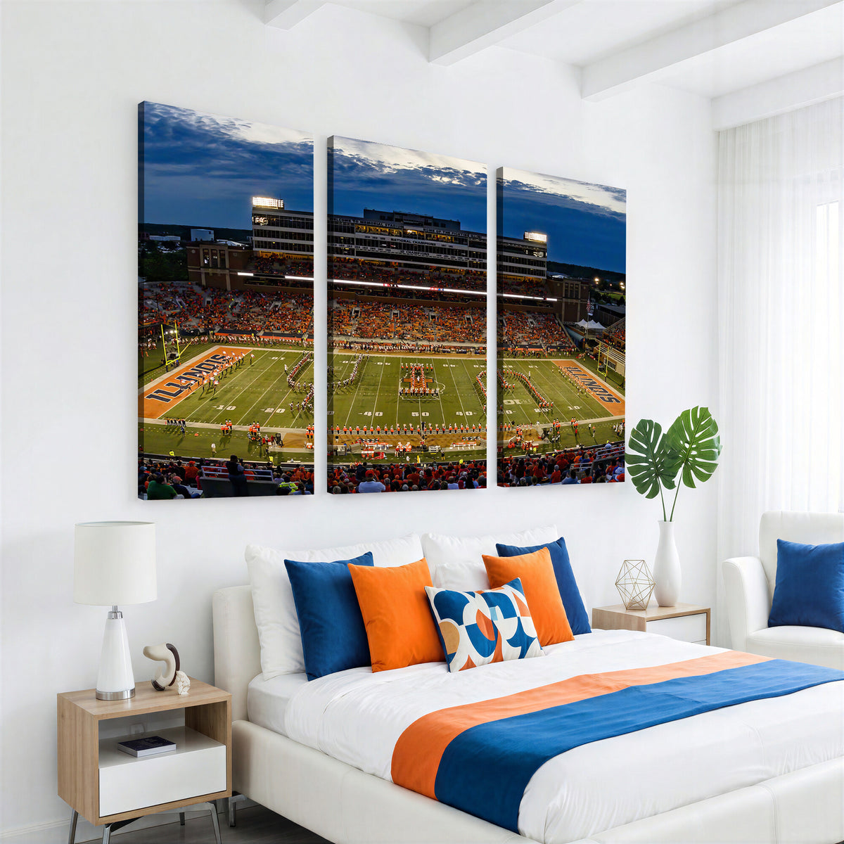 44513-MGV-CV-36X24 - University of Illinois Fighting Illini Football Team Print - Champaign Illinois Memorial Stadium