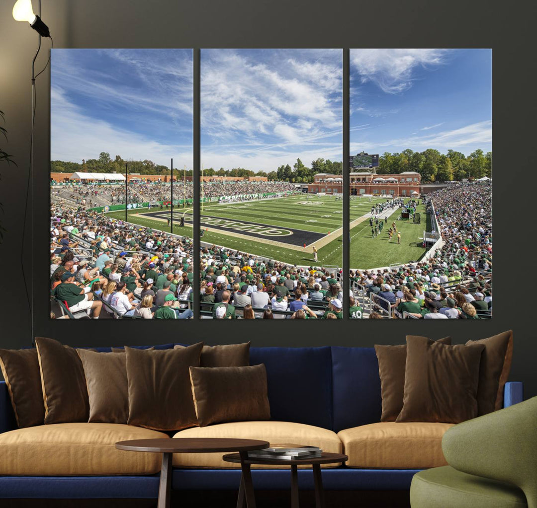 University of Charlotte 49ers Football Team Print - Charlotte Jerry Richardson Stadium Wall Art Canvas Print