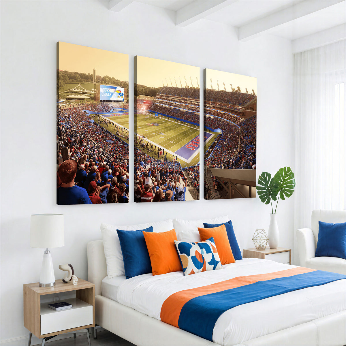 71731-MGV-CV-36X24 - University of Kansas Jayhawks Football Team Print - Lawrence Kansas Memorial Stadium Wall Art Canvas
