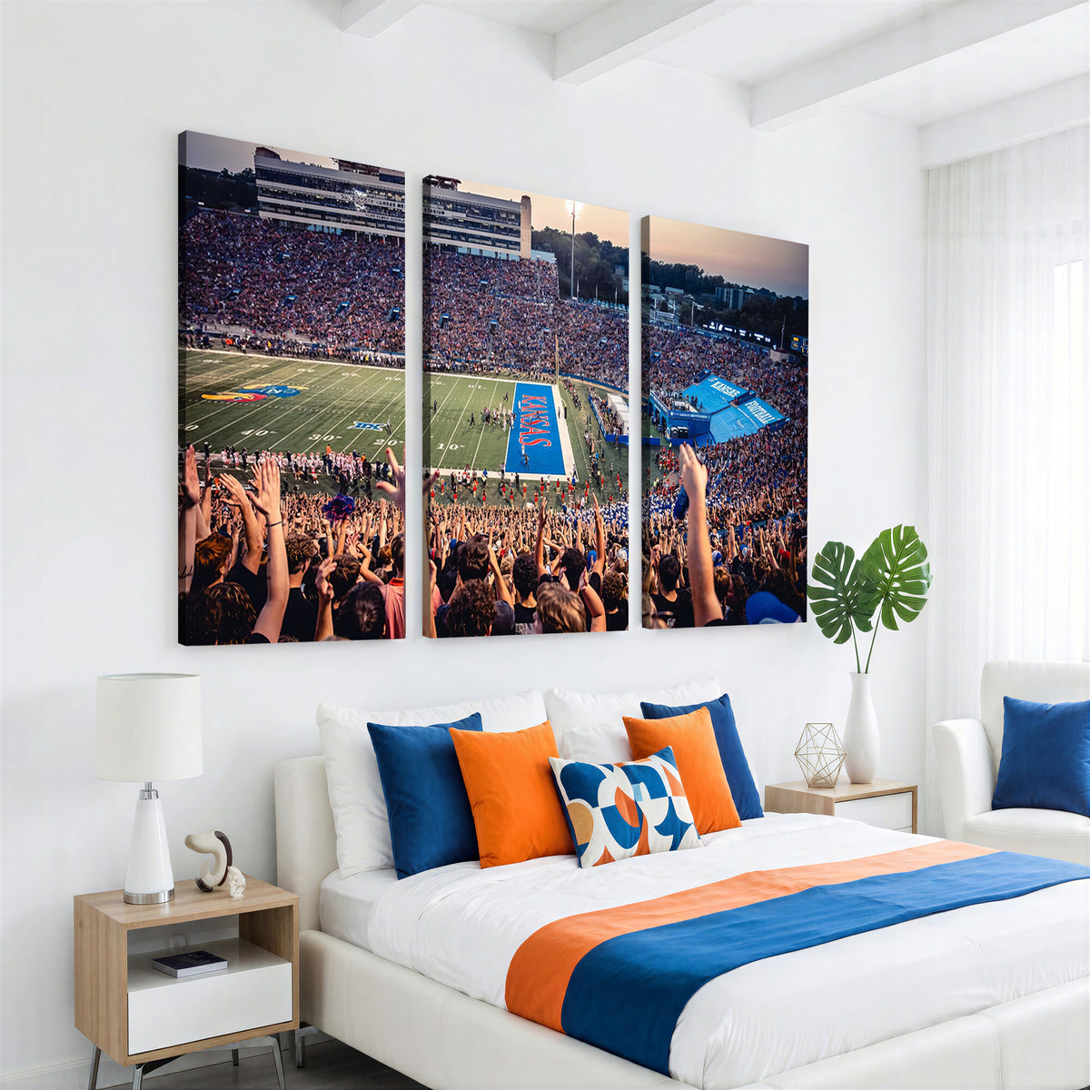 40169-MGV-CV-36X24 - University of Kansas Jayhawks Football Team Art Print - Lawrence Kansas Memorial Stadium Wall Art