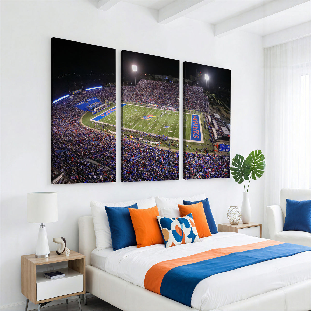 69760-MGV-CV-36X24 - University of Kansas Jayhawks Football Team Print - Lawrence Kansas Memorial Stadium Wall Art Canvas