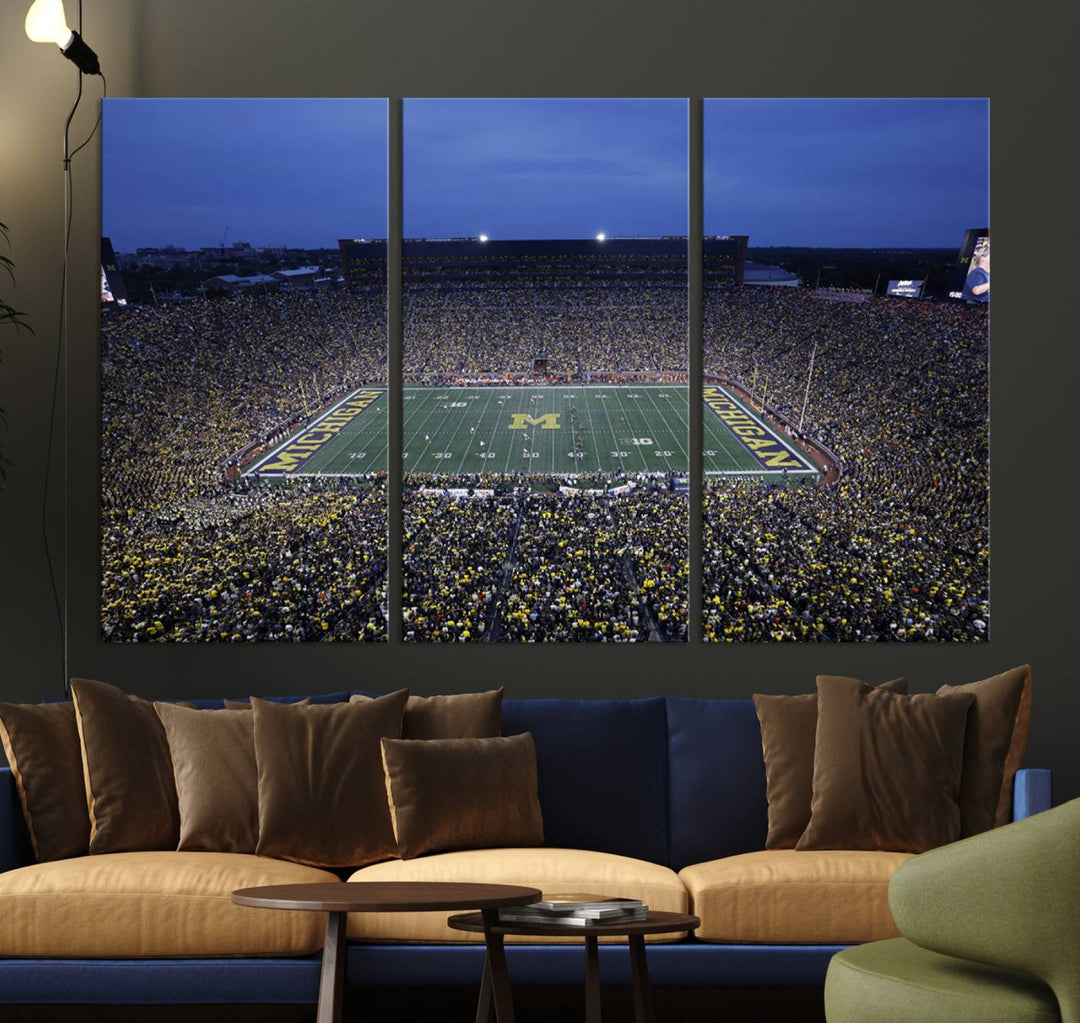 University of Michigan Wolverines Football Team Print - Ann Arbor Michigan Stadium Wall Art Canvas Print