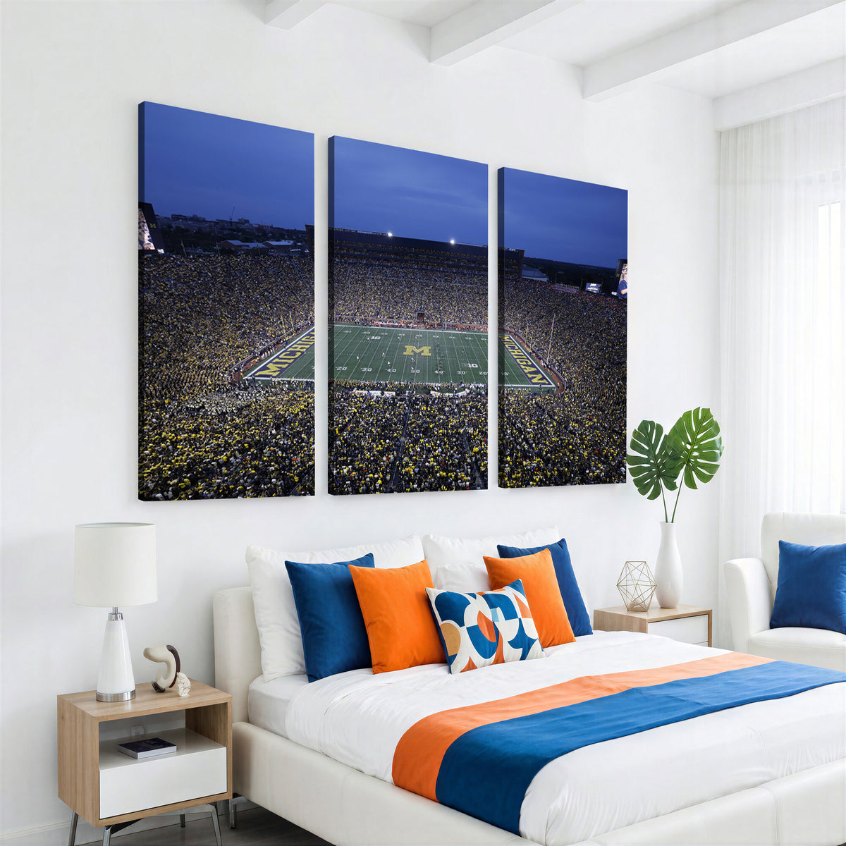 34202-MGV-CV-36X24 - University of Michigan Wolverines Football Team Print - Ann Arbor Michigan Stadium Wall Art Canvas
