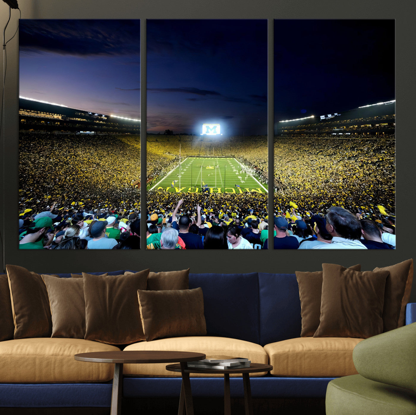 MGV-CV-48X32-3P - University of Michigan Wolverines Football Team Print - Ann Arbor Michigan Stadium Canvas Print