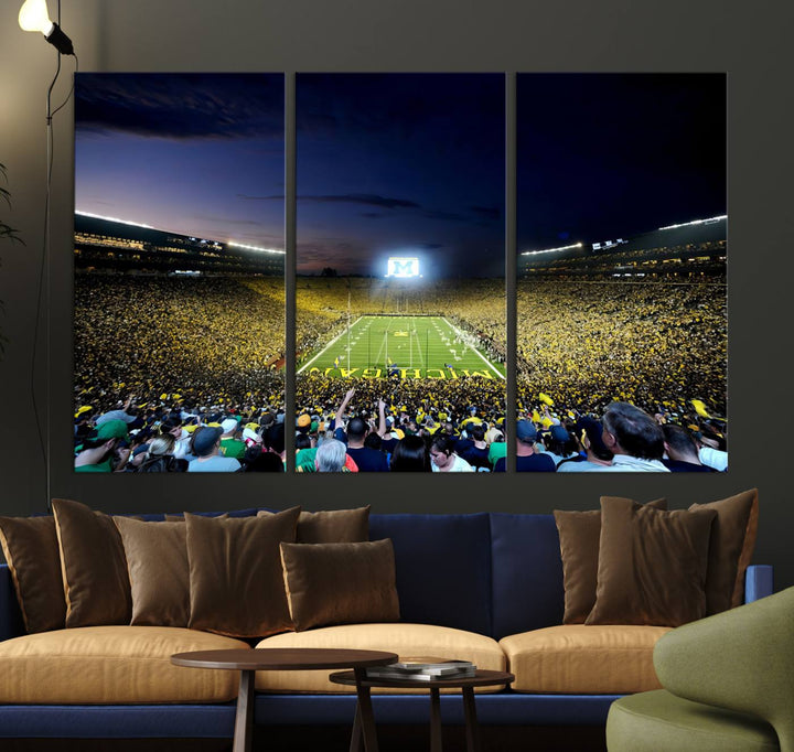 University of Michigan Wolverines Football Team Print - Ann Arbor Michigan Stadium Wall Art Canvas Print