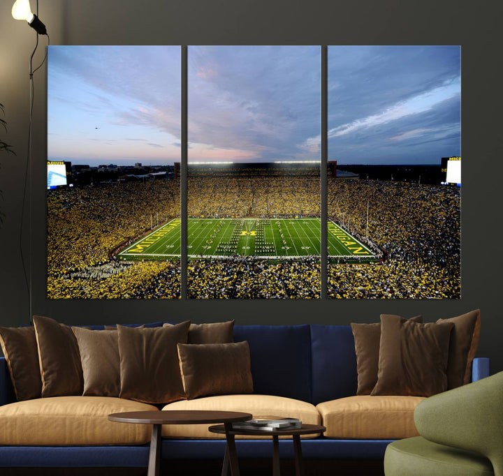 University of Michigan Wolverines Football Team Print - Ann Arbor Michigan Stadium Wall Art Canvas Print