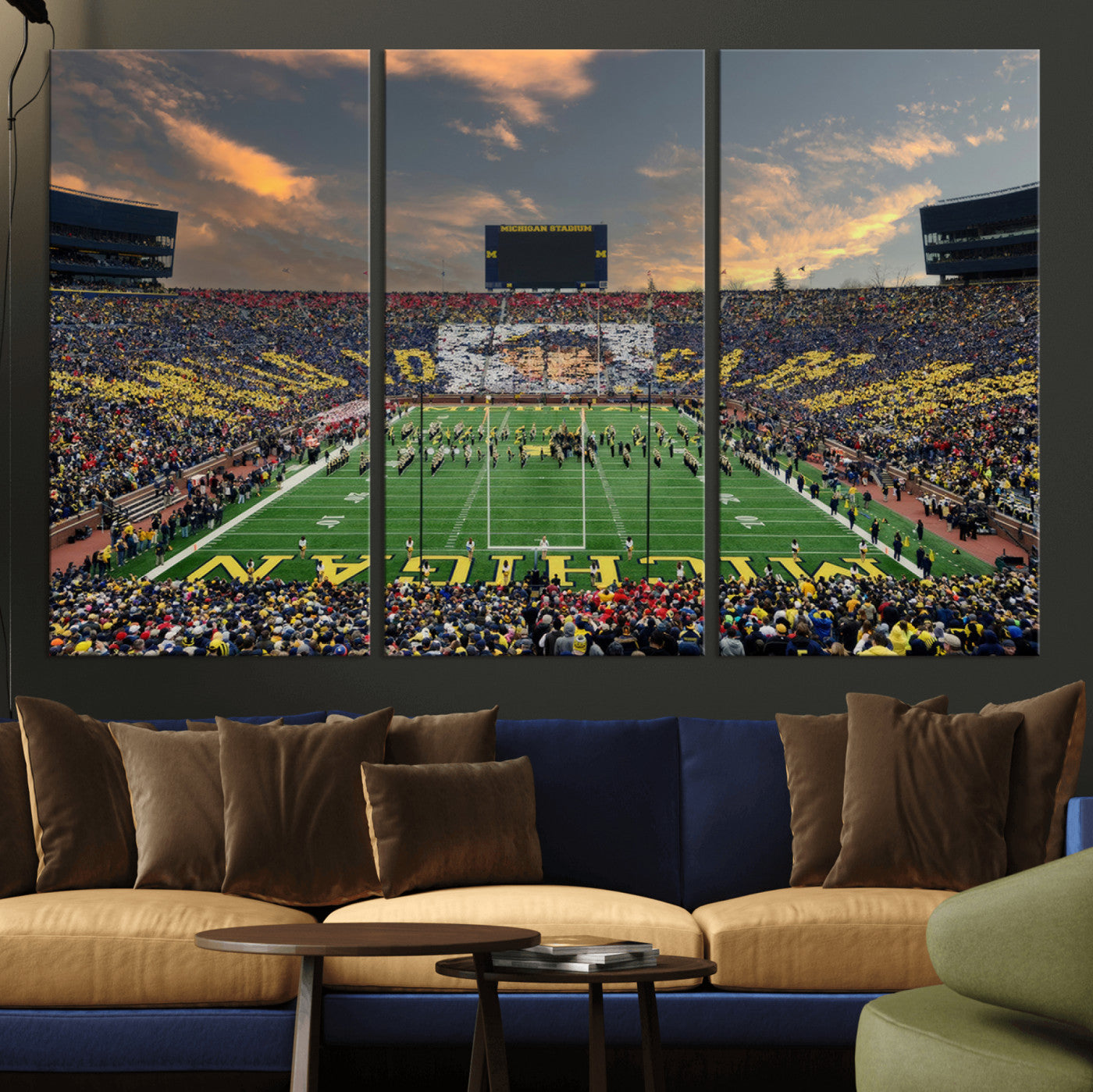 MGV-CV-48X32-3P - University of Michigan Wolverines Print Canvas, Football Team Print - Ann Arbor Michigan Stadium