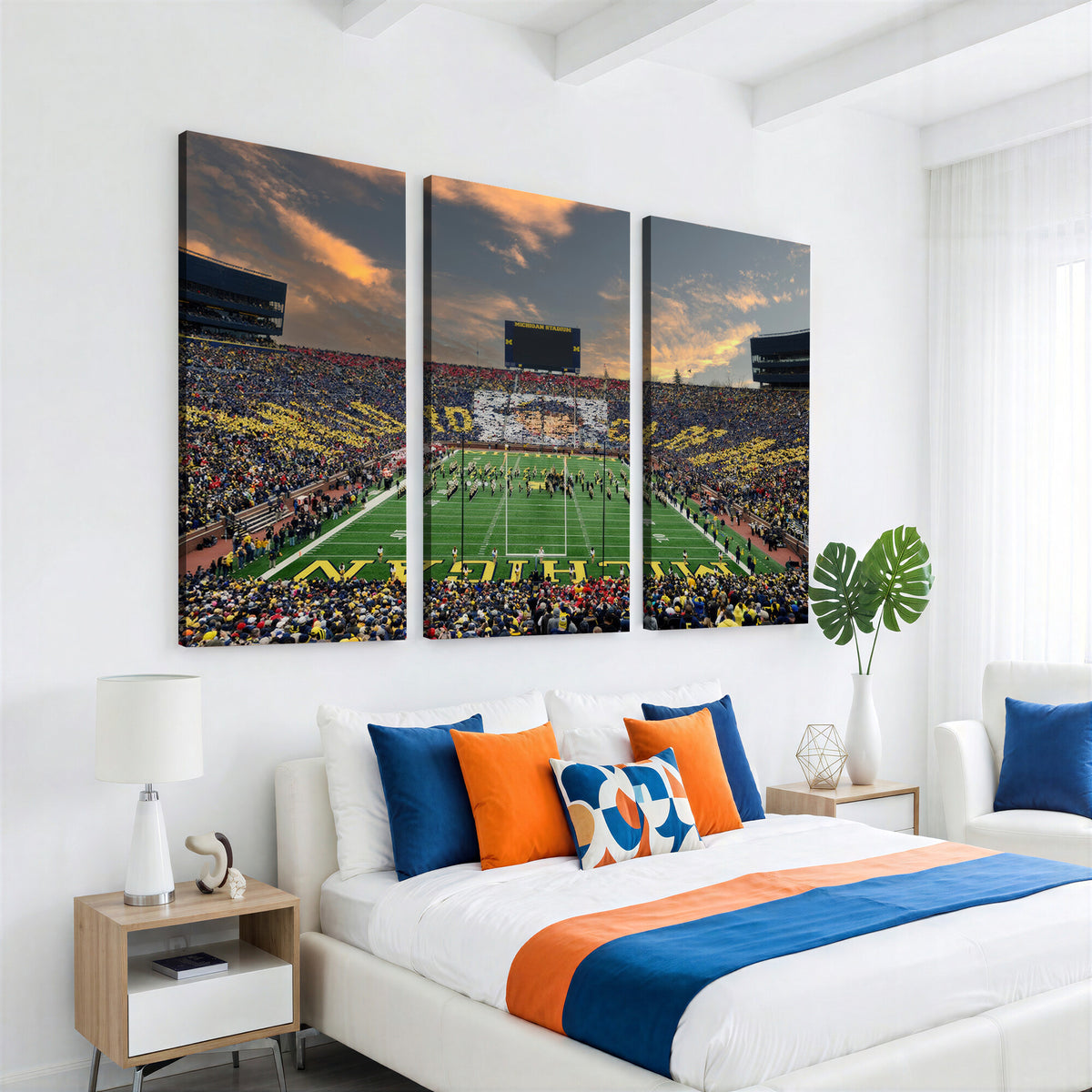 81843-MGV-CV-36X24 - University of Michigan Wolverines Print Canvas, Football Team Print - Ann Arbor Michigan Stadium