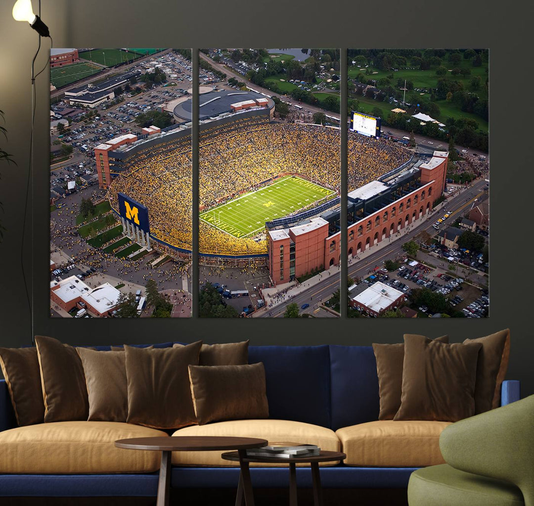 University of Michigan Wolverines Football Team Print - Ann Arbor Michigan Stadium Wall Art Canvas Print