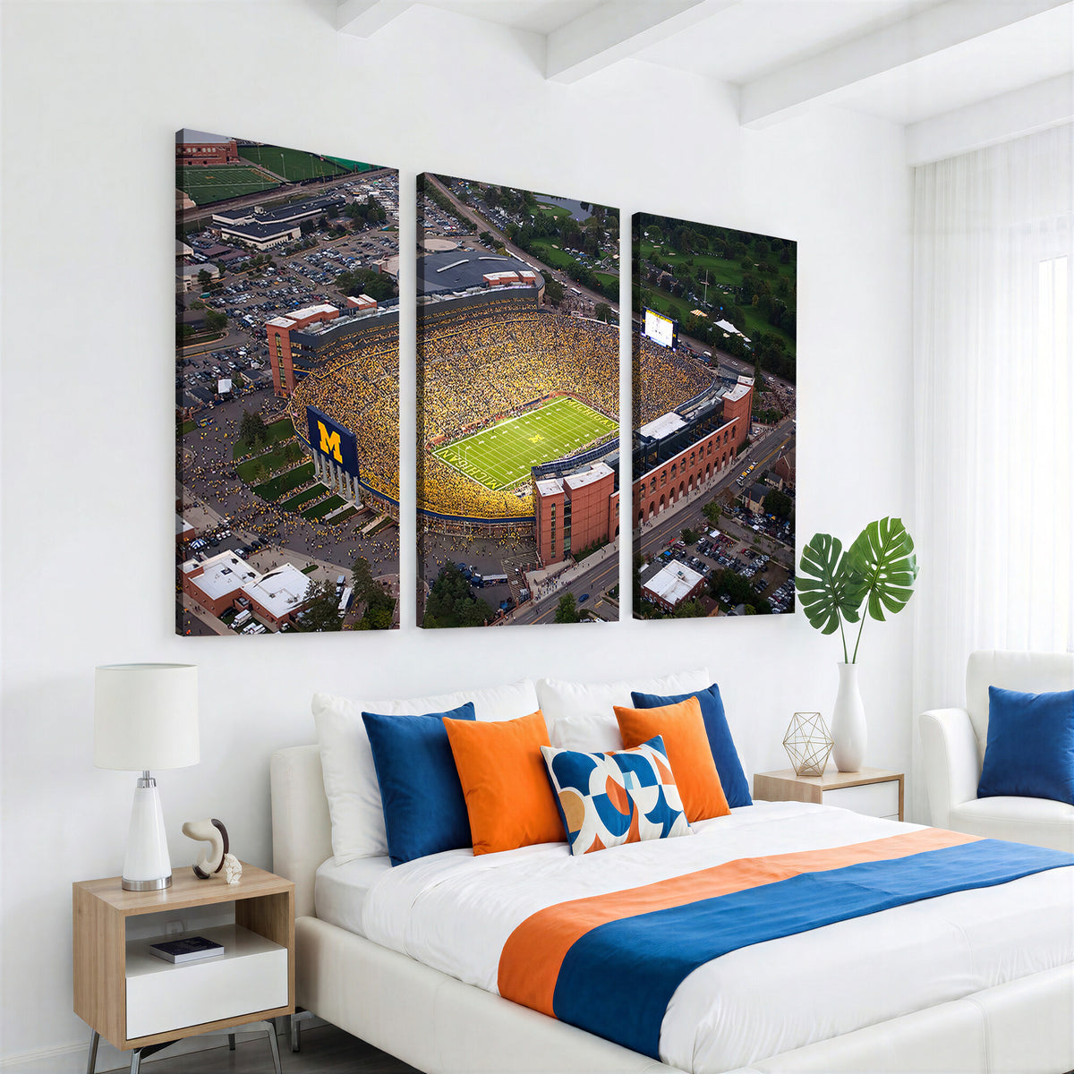95248-MGV-CV-36X24 - University of Michigan Wolverines Football Team Print - Ann Arbor Michigan Stadium Wall Art Canvas