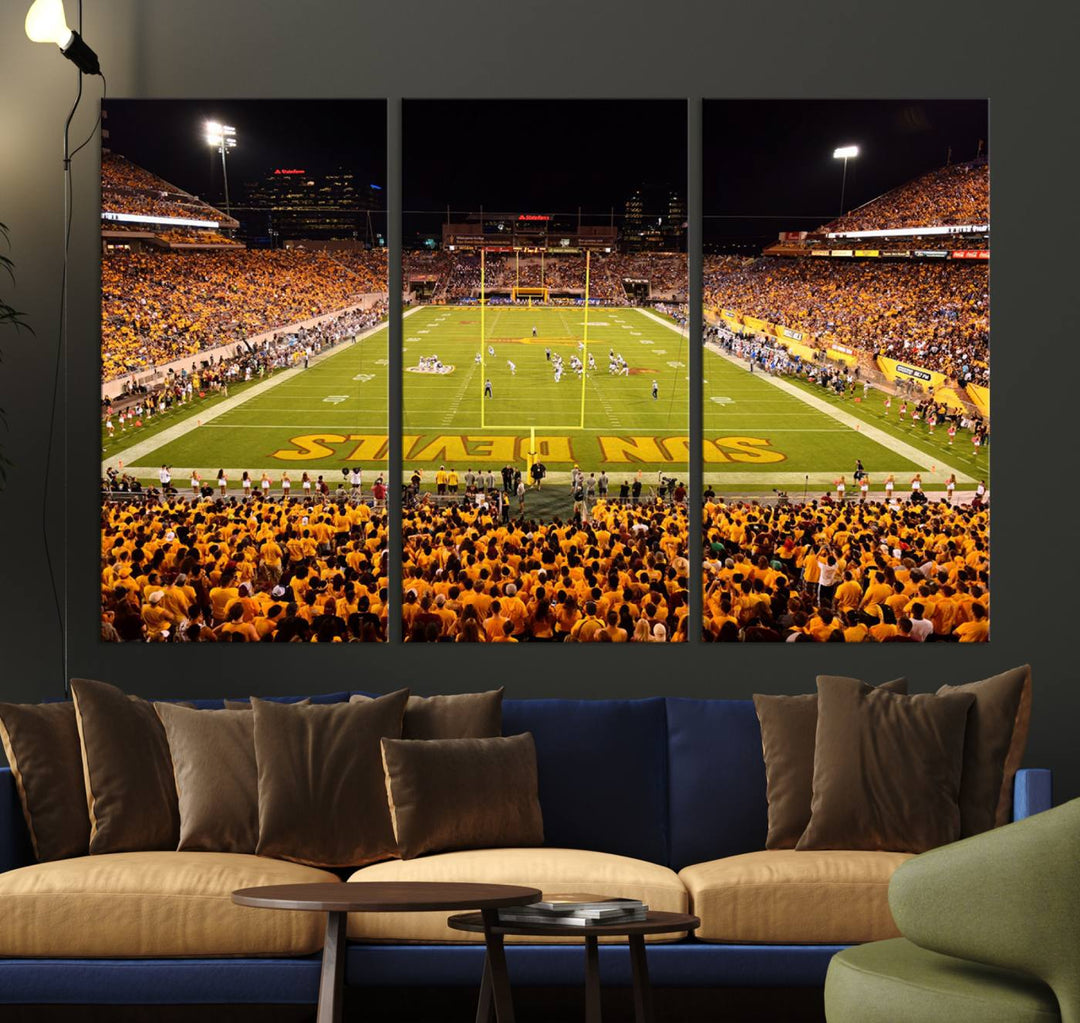 ASU Sun Devils Football Team Print - Phoenix Mountain America Stadium Wall Art Canvas Print