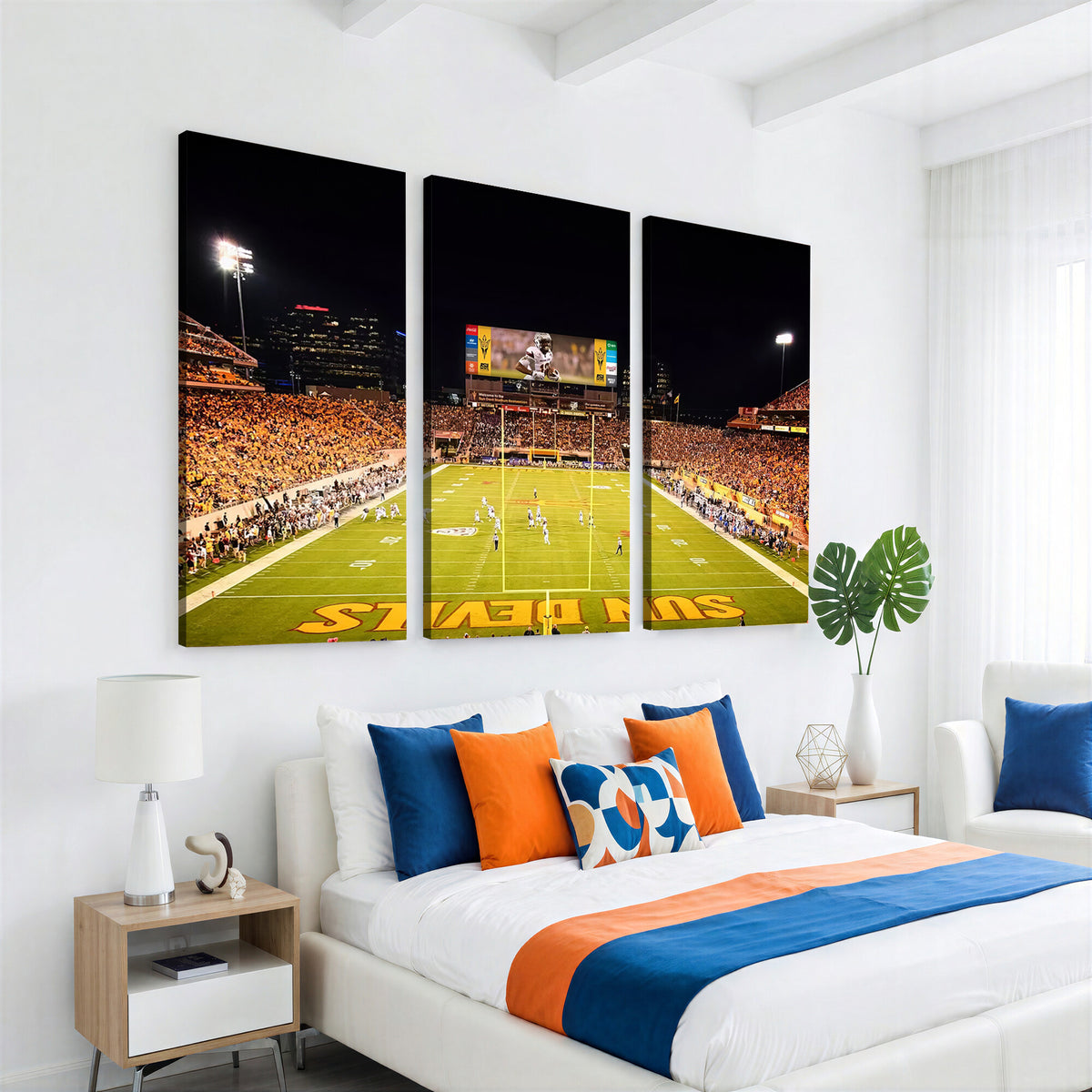 87612-MGV-CV-36X24 - ASU Sun Devils Football Team Print - Phoenix Mountain America Stadium Canvas Print