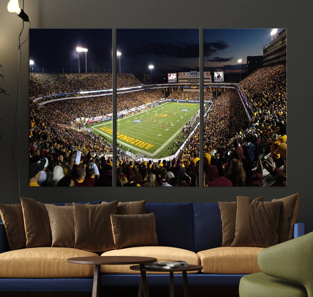 ASU Sun Devils Football Team Print - Phoenix Mountain America Stadium Wall Art Canvas Print