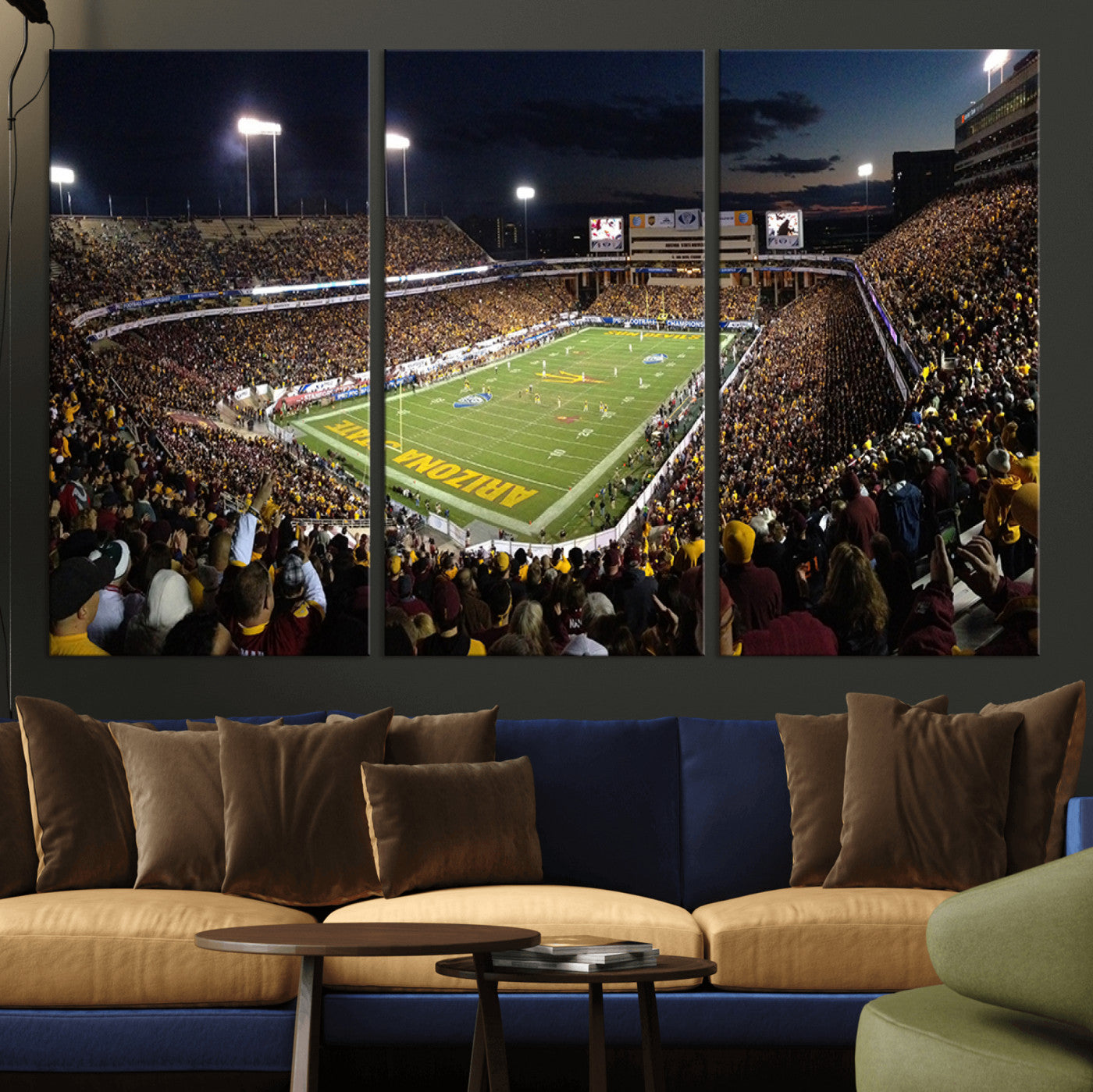 MGV-CV-48X32-3P - ASU Sun Devils Football Team Print Canvas - Phoenix Mountain America Stadium Wall Art Canvas Print